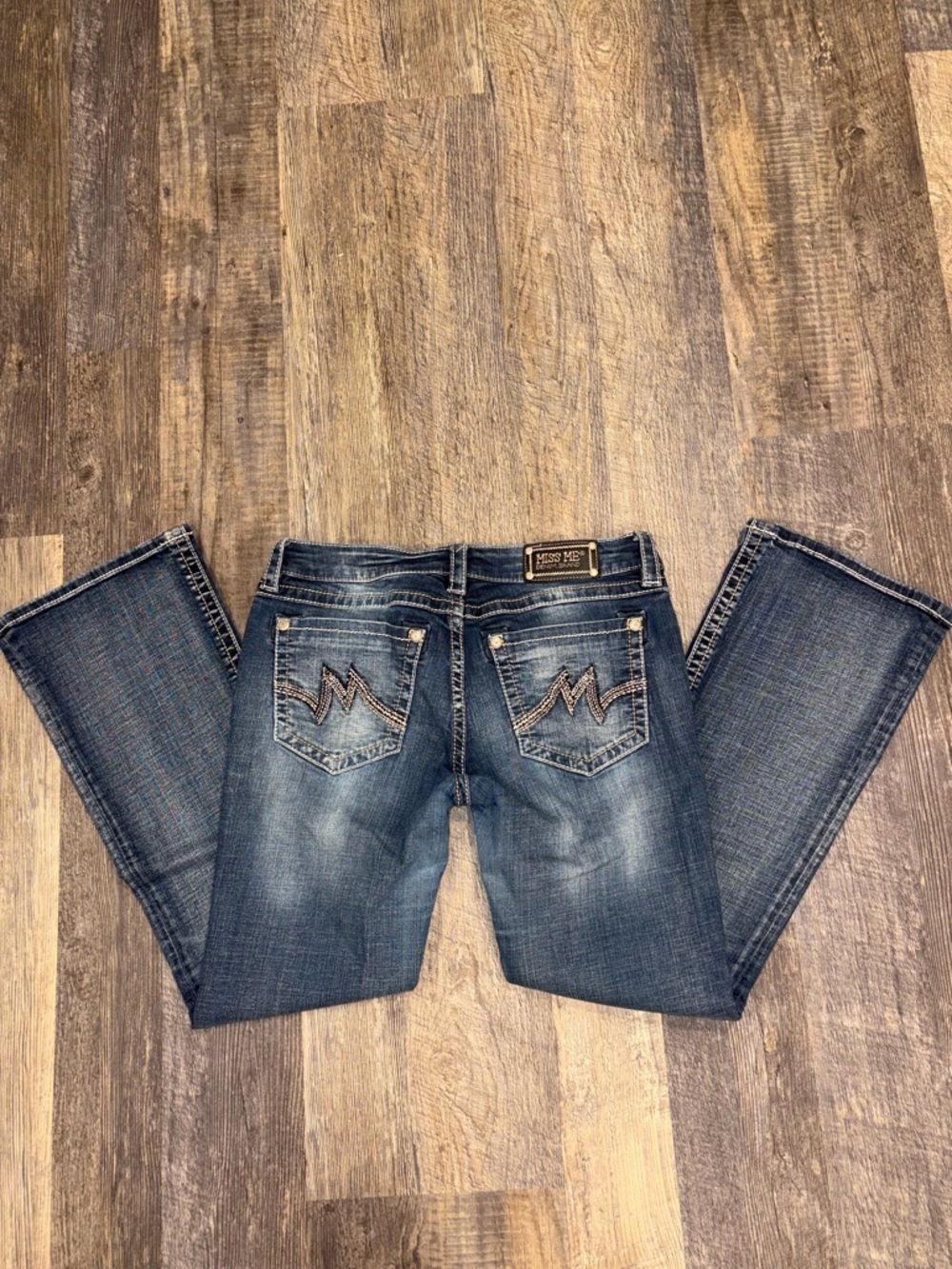 Miss Me Women's Mid-Rise Bootcut Jeans - Embellished "M" Pocket Design
